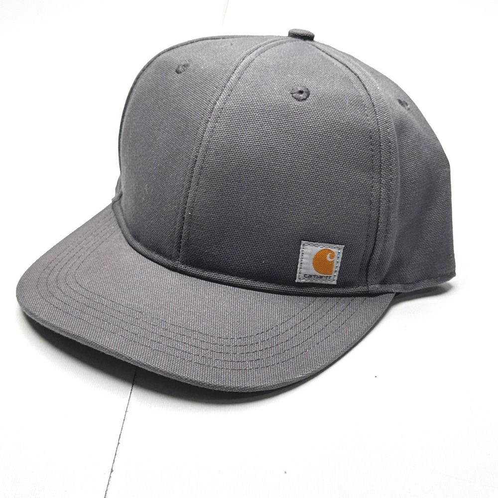 Carhartt Mens Shadow Gray Cotton Canvas Flat Brim Snapback Hat AH1604-M